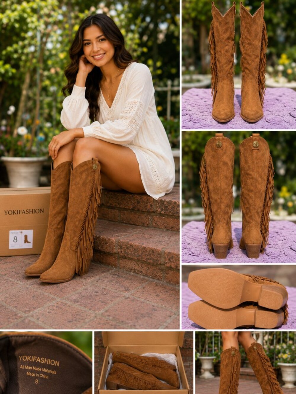 🤎 YokiFashion Gayle Rust Fringe Boots – Size 8 🤎
